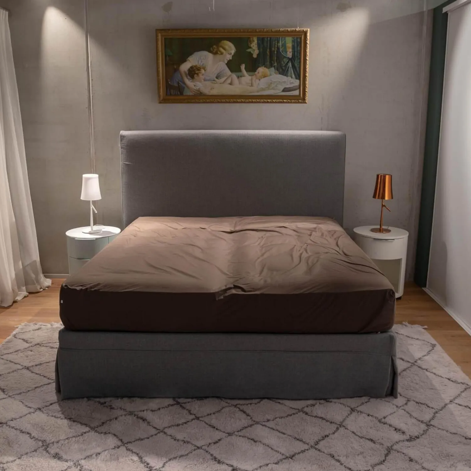 Schramm Polsterbetten|Polsterbett Grand Cru Cannes Inklusive 2 Divina Matratzen Stoff Knit-Art 1 Yanis-1840-Grau Gestell Aus Kiefermassivleimholz