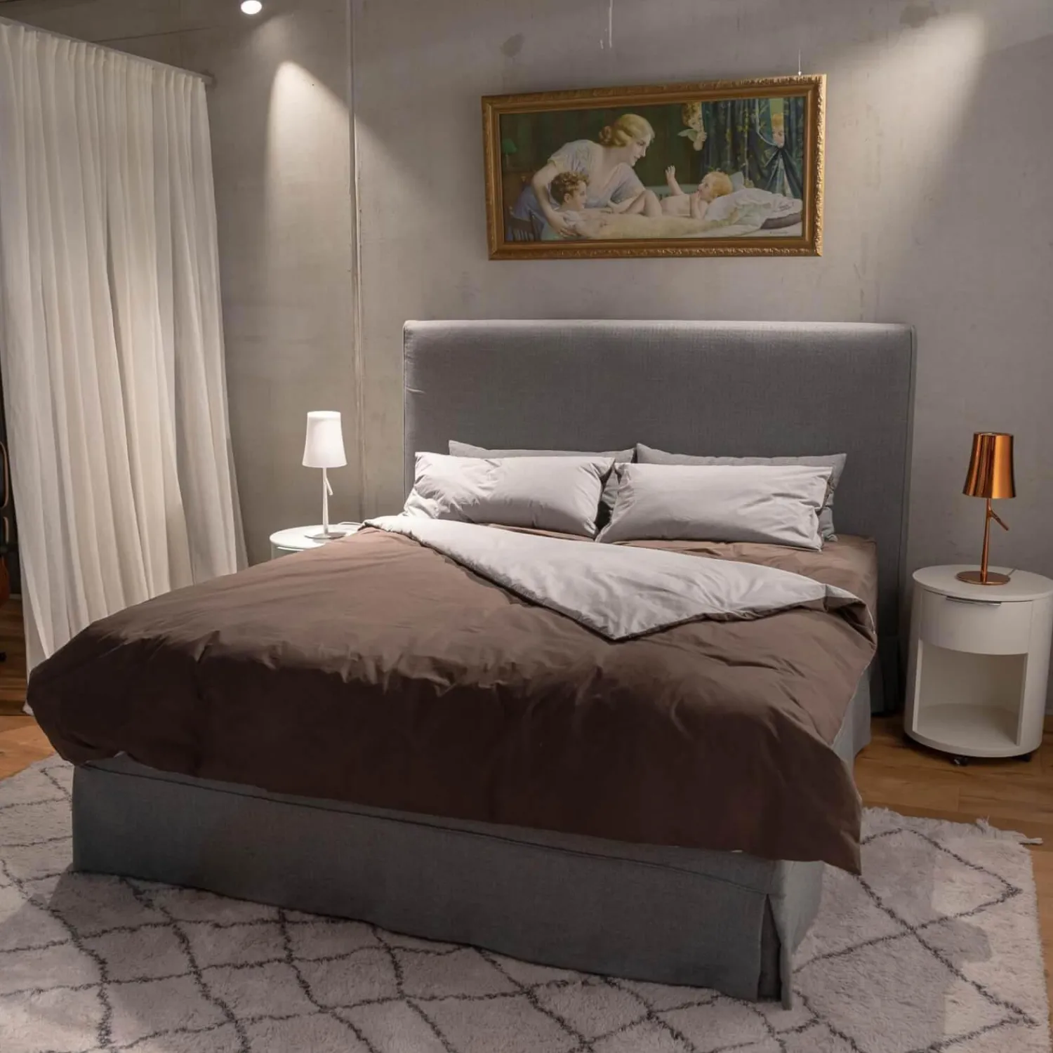 Schramm Polsterbetten|Polsterbett Grand Cru Cannes Inklusive 2 Divina Matratzen Stoff Knit-Art 1 Yanis-1840-Grau Gestell Aus Kiefermassivleimholz