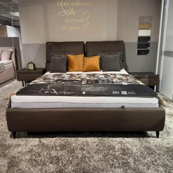 Hukla Polsterbetten|Polsterbett Heaven Leder Galero Nougat Braun Metallfuß Schwarz Inklusive Matratzen