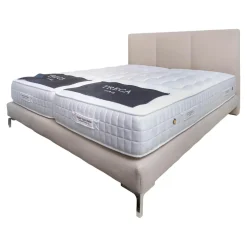 Treca Interiors Polsterbetten|Polsterbett Kate Stoff Hot Madison 072 Beige Creme Füße Chrom mit Matratzen