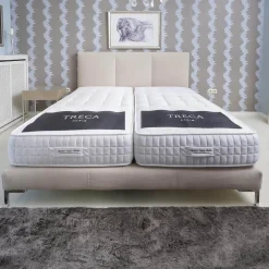 Treca Interiors Polsterbetten|Polsterbett Kate Stoff Hot Madison 072 Beige Creme Füße Chrom mit Matratzen