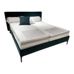 Möller Design Polsterbetten|Polsterbett Pad Stoff Harald 2 982 Dunkelgrün Rücken Echt Metallfuß NY Schwarz Ohne Matratzen Ohne Lattenrost