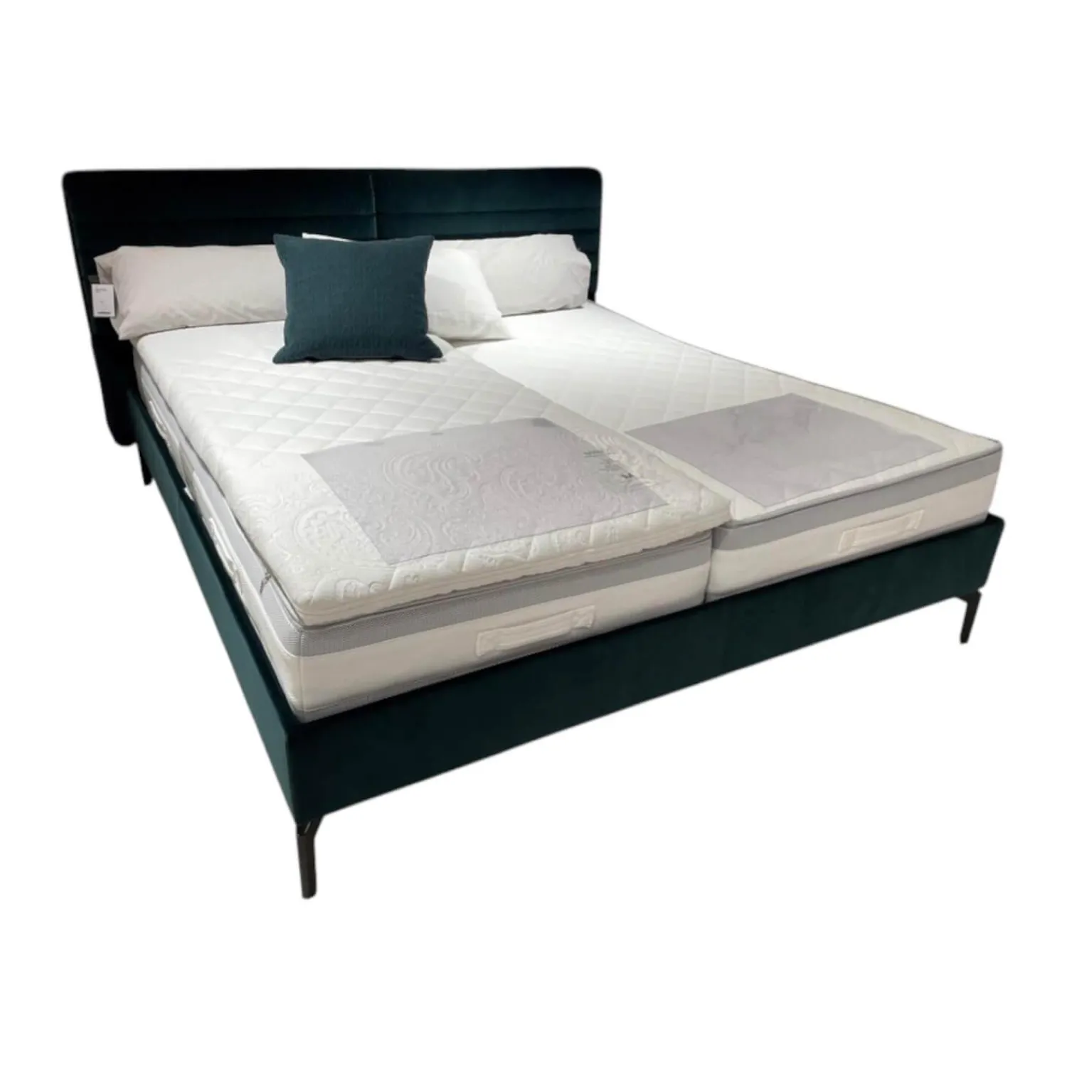 Möller Design Polsterbetten|Polsterbett Pad Stoff Harald 2 982 Dunkelgrün Rücken Echt Metallfuß NY Schwarz Ohne Matratzen Ohne Lattenrost