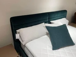 Möller Design Polsterbetten|Polsterbett Pad Stoff Harald 2 982 Dunkelgrün Rücken Echt Metallfuß NY Schwarz Ohne Matratzen Ohne Lattenrost