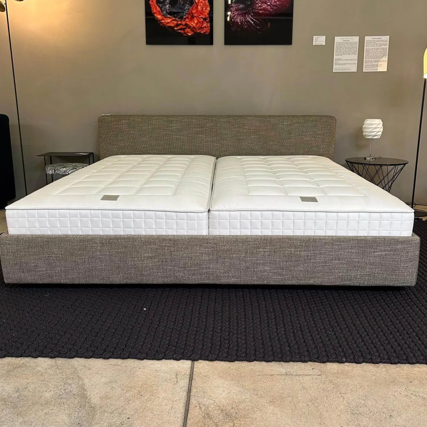 Walter Knoll Polsterbetten|Polsterbett Yuuto 810 200 Stoff Tio 0301 Grau Braun Sockel Schwarz ohne Matratze ohne Lattenrost