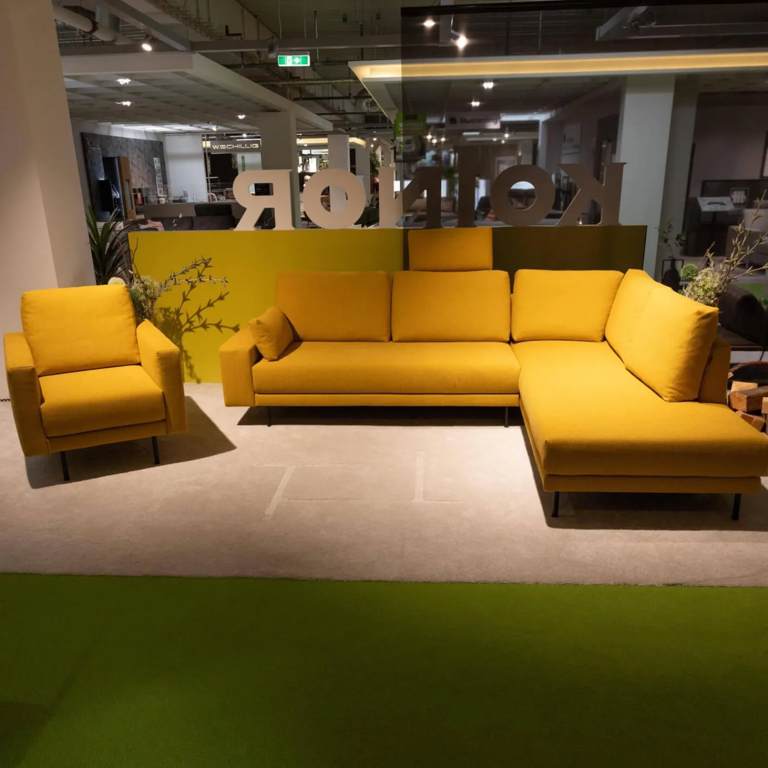 freistil Rolf Benz Polstergruppen|Polstereckgarnitur Und Sessel 170 Stoff 6545 Honiggelb Gelb Fuß Stahl Rundrohr Tiefschwarz RAL9005 Schwarz