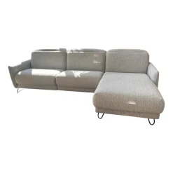 Rom Ecksofas|Polstereckgruppe Vitis CL280 Stoff Ancona Sky Grau Blau Fuß Schwarz Inklusive Motorischer Relaxfunktion