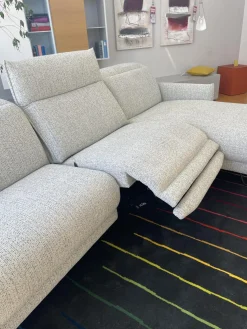 Rom Ecksofas|Polstereckgruppe Vitis CL280 Stoff Ancona Sky Grau Blau Fuß Schwarz Inklusive Motorischer Relaxfunktion