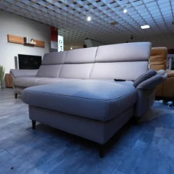 Hukla Ecksofas|Polstergarnitur 4055 Bezug 60 Credo Granit Aluminiumfuß Schwarz F2 Mit WallAway-Funktion