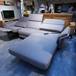 Hukla Ecksofas|Polstergarnitur 4055 Bezug 60 Credo Granit Aluminiumfuß Schwarz F2 Mit WallAway-Funktion