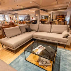 freistil Rolf Benz Ecksofas|Polstergarnitur 170 Bezug Stoff 4020 Silbergrau Stahlfuß Schwarz Inklusive 2 Kissen