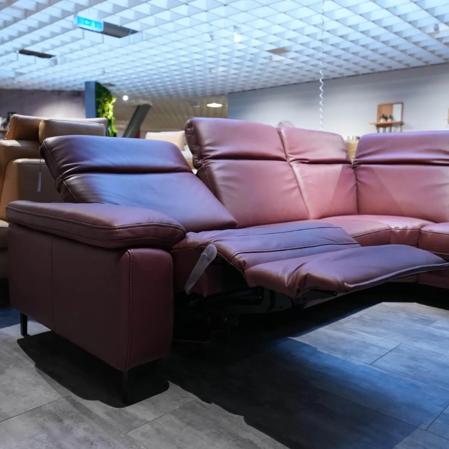 Hukla Ecksofas|Polstergarnitur 4054 Leder 60 Rodeo Barolo Fuß Metall Schwarz