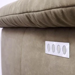 Carina Ecksofas|Polstergarnitur 2600 Motorisch Bezug Clash Oliv Metallfüße Chrom Glänzend