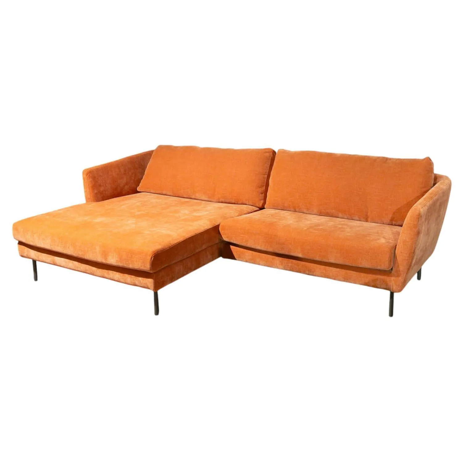 Sits Ecksofas|Polstergarnitur Betty MS 1010 Stoff Wildflower 7 Pail Rust Orange Fuß 177 Metall Grau