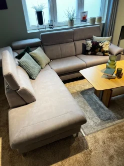 Global Ecksofas|Polstergarnitur Cornella Style Stoff Bulus FB32 Silber Grau Fuß Metall Inklusive Kissen