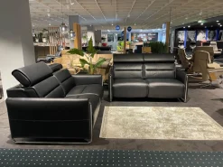 Stressless Polstergruppen|Polstergarnitur Emily V2 R Leder Cori 19 Black Schwarz Kufen Verchromt