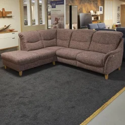 Activineo Ecksofas|Polstergarnitur Gavi Bezug Stoff Toronto 7 Brombeer Füße Eiche Inklusive Wall-Away Funktion Motorisch