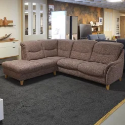 Activineo Ecksofas|Polstergarnitur Gavi Bezug Stoff Toronto 7 Brombeer Füße Eiche Inklusive Wall-Away Funktion Motorisch