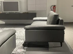 Hülsta Polstergruppen|Polstergarnitur HS 450 Leder 545 56 Anthrazit Füße Metall Schwarz Inklusive Kissen