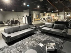 Hülsta Polstergruppen|Polstergarnitur HS 450 Leder 545 56 Anthrazit Füße Metall Schwarz Inklusive Kissen