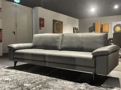 Hülsta Polstergruppen|Polstergarnitur HS 450 Leder 545 56 Anthrazit Füße Metall Schwarz Inklusive Kissen