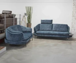 Activineo Polstergruppen|Polstergarnitur Kami Stoff 0735-51 Petrol Füße Anthrazit Verchromt 2 Sofas