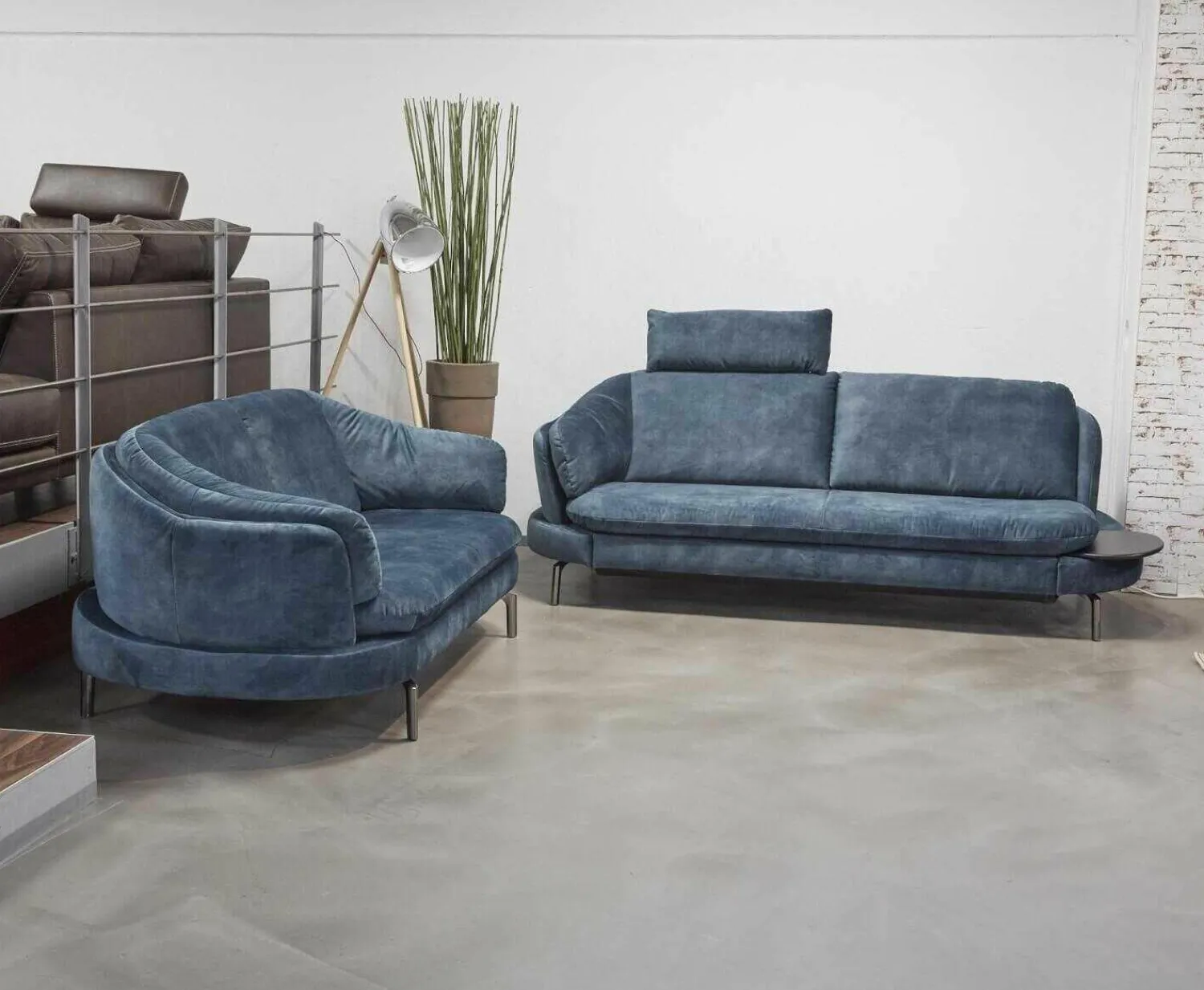 Activineo Polstergruppen|Polstergarnitur Kami Stoff 0735-51 Petrol Füße Anthrazit Verchromt 2 Sofas