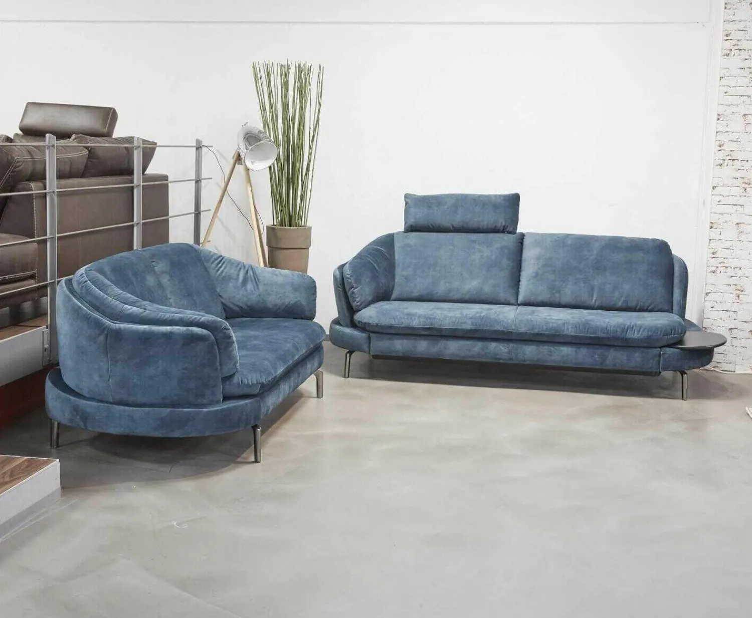 Activineo Polstergruppen|Polstergarnitur Kami Stoff 0735-51 Petrol Füße Anthrazit Verchromt 2 Sofas