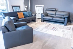 Erpo Polstergruppen|Polstergarnitur Leder 43 059 Braun Inklusive Kopfstütze 2 Sofas 1 Sessel