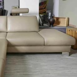 Polinova Ecksofas|Polstergarnitur LS 5460 Leder Vivre Stone 120 Metallfüße Hochglanz