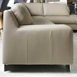 Polinova Ecksofas|Polstergarnitur LS 5460 Leder Vivre Stone 120 Metallfüße Hochglanz