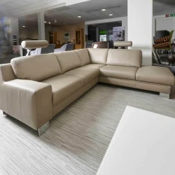 Polinova Ecksofas|Polstergarnitur LS 5460 Leder Vivre Stone 120 Metallfüße Hochglanz