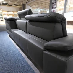 Polinova Ecksofas|Polstergarnitur MM-PN1078 Bezug Leder Torro Grau Metallfuß Glänzend