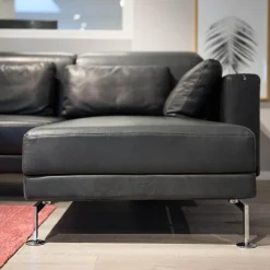 Brühl Polstergruppen|Ecksofas|Polstergarnitur Moule Bezug Leder Lama 5669 10 Schwarz Mit Hocker