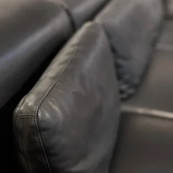 Brühl Polstergruppen|Ecksofas|Polstergarnitur Moule Bezug Leder Lama 5669 10 Schwarz Mit Hocker