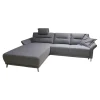 Musterring Ecksofas|Polstergarnitur MR 375 Stoff Picasso Jeans Grau Füße Metall 245 Schwarz Matt Mit Stauraumfunktion Und Kissen