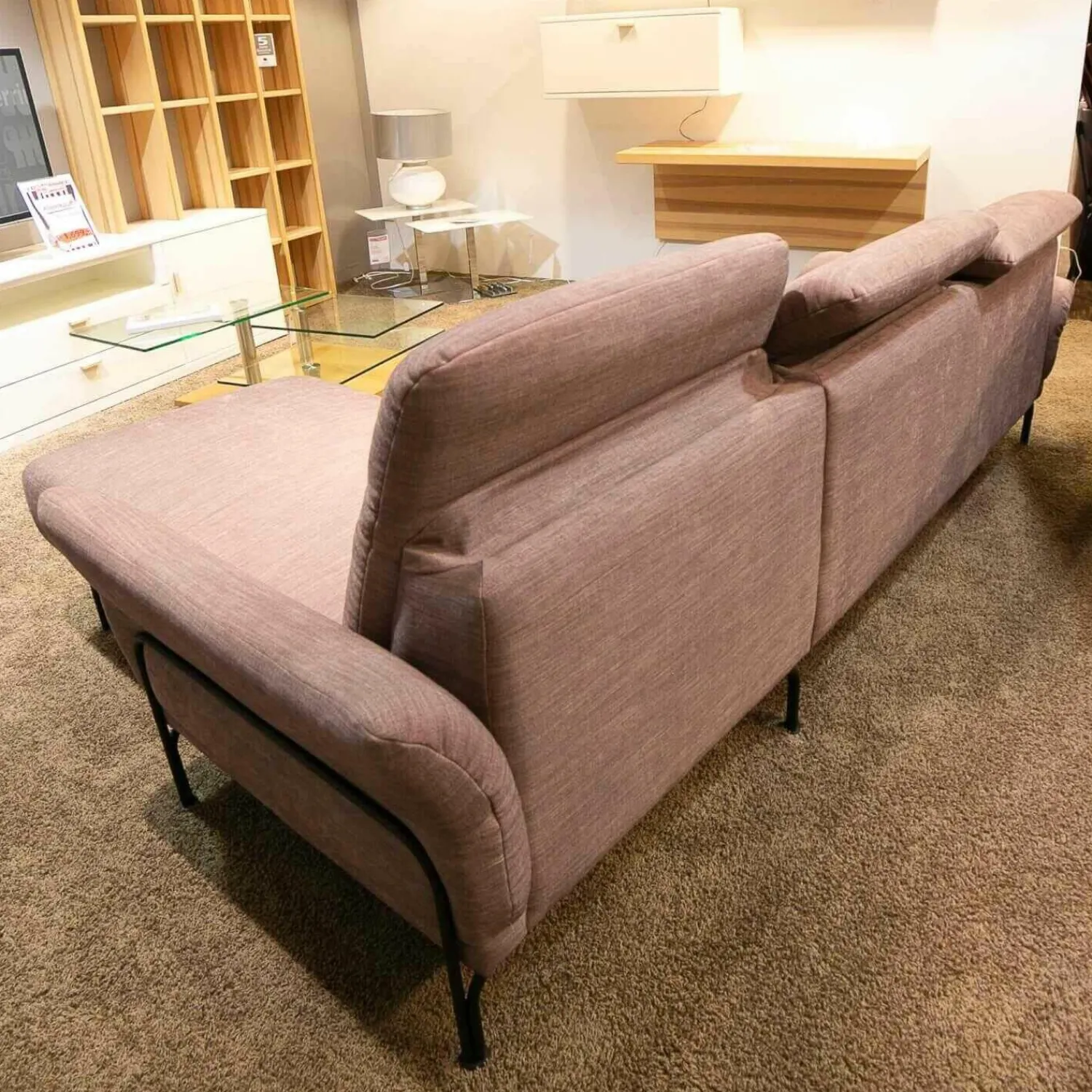 Dietsch Ecksofas|Polstergarnitur Pluto Stoff Namib Rose Fuß Metallbügel Schwarz