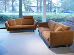 Erpo Polstergruppen|Polstergarnitur Stoff Osino Rostbraun Braun Mit Kissen Und Kopfstütze