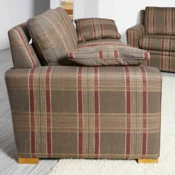 Wemafa Polstergruppen|Polstergarnitur Trento 2er-Set Bezug 226/50 KO Fuß Buche Kirschbaumfarbig