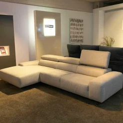 WK Wohnen Ecksofas|Polstergarnitur WK 5660 Matheo Stoff WK11-078 Beige Fuß Edelstahl