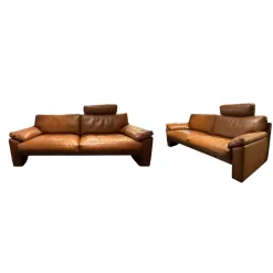 Erpo Polstergruppen|Polstergarnitur XC Leder N Tabac Nature 850 Braun mit Kopfstütze