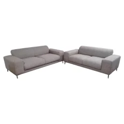 Ponsel Polstergruppen|Polstergruppe 79053 Bezug Stoff 1211 12 Grau Creme Fuß Metall Alu Poliert