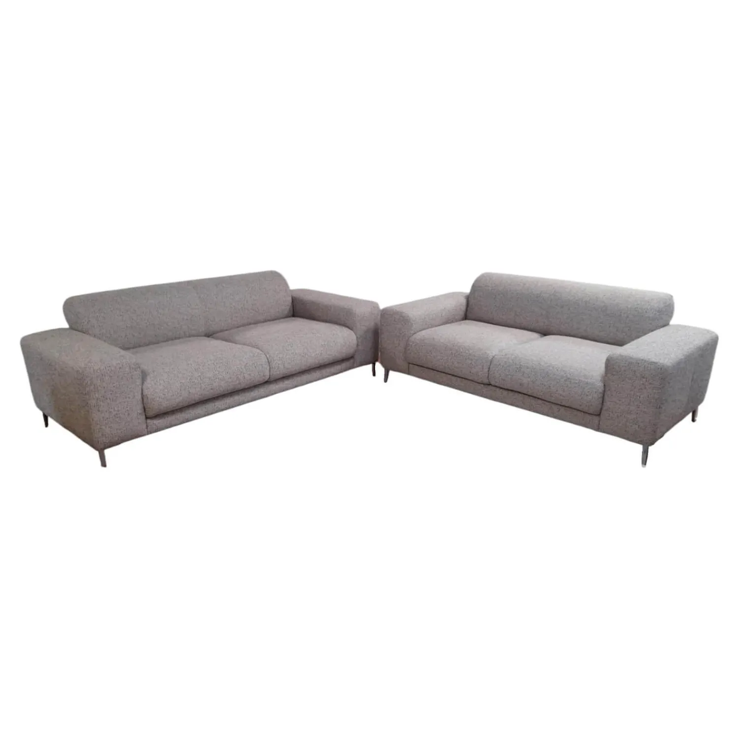 Ponsel Polstergruppen|Polstergruppe 79053 Bezug Stoff 1211 12 Grau Creme Fuß Metall Alu Poliert