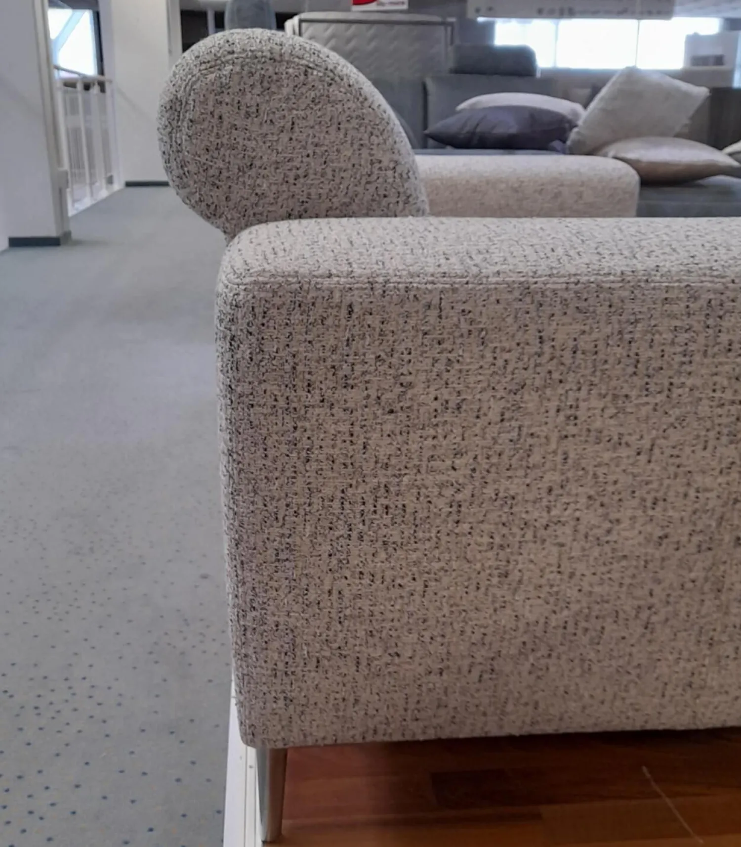 Ponsel Polstergruppen|Polstergruppe 79053 Bezug Stoff 1211 12 Grau Creme Fuß Metall Alu Poliert