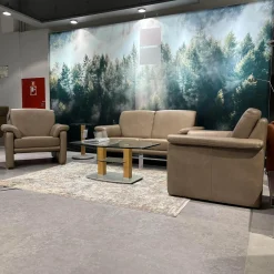 W. Schillig Polstergruppen|Polstergruppe 24965 Lucca Bezug Leder Z7549 Sand Beige Hohe Ausführung Ohne Tisch