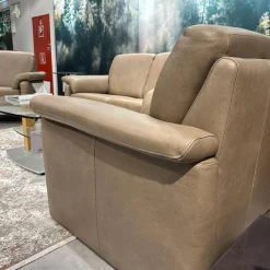 W. Schillig Polstergruppen|Polstergruppe 24965 Lucca Bezug Leder Z7549 Sand Beige Hohe Ausführung Ohne Tisch