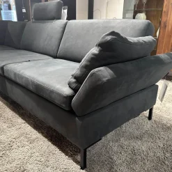 Brühl Ecksofas|Polstergruppe Alba Anilinleder Taron Grün Braun Winkelfuß Schwarz Gepulvert Inklusive Kissen