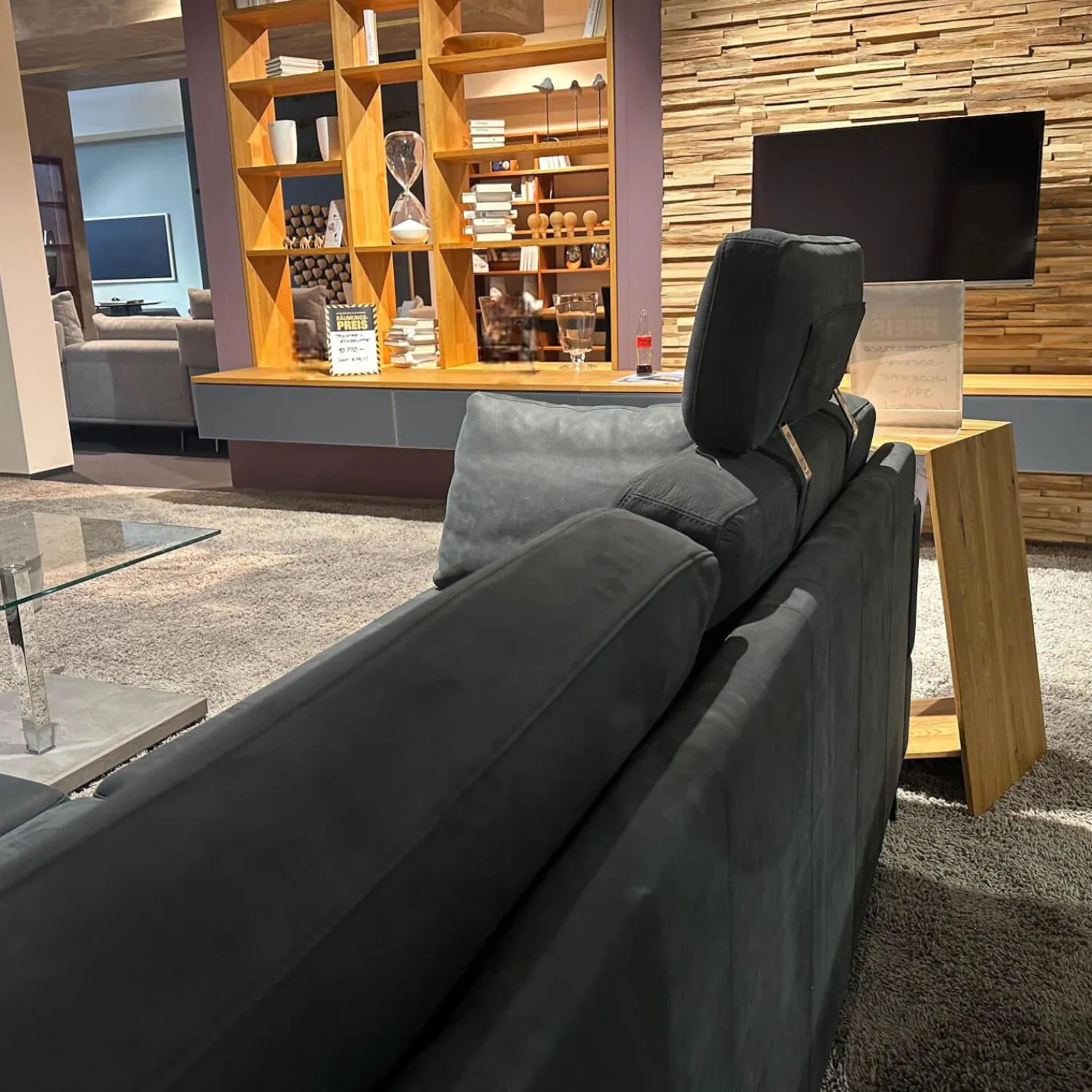 Brühl Ecksofas|Polstergruppe Alba Anilinleder Taron Grün Braun Winkelfuß Schwarz Gepulvert Inklusive Kissen