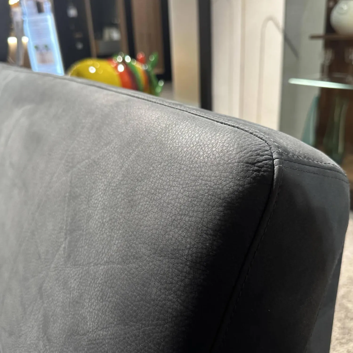 Brühl Ecksofas|Polstergruppe Alba Anilinleder Taron Grün Braun Winkelfuß Schwarz Gepulvert Inklusive Kissen