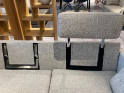 Brühl Ecksofas|Polstergruppe Alba System 45528 45517 Stoff 2480 45 Grau Winkelfuß Verchromt Glänzend Mit Kissen